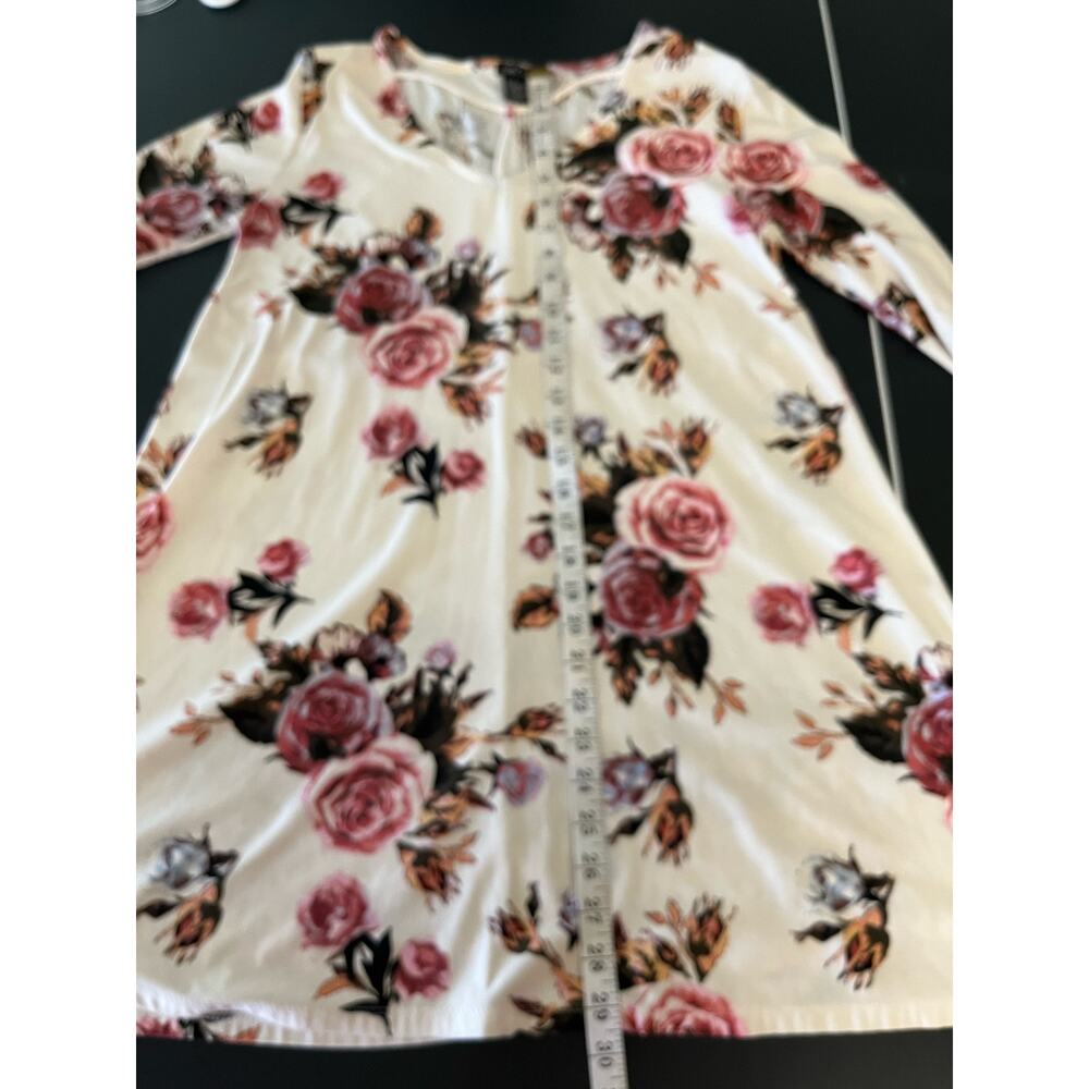 Rue 21 Cream Floral Dress Pink Roses Cut out neckline Buttery Soft Large - Picture 6 of 7